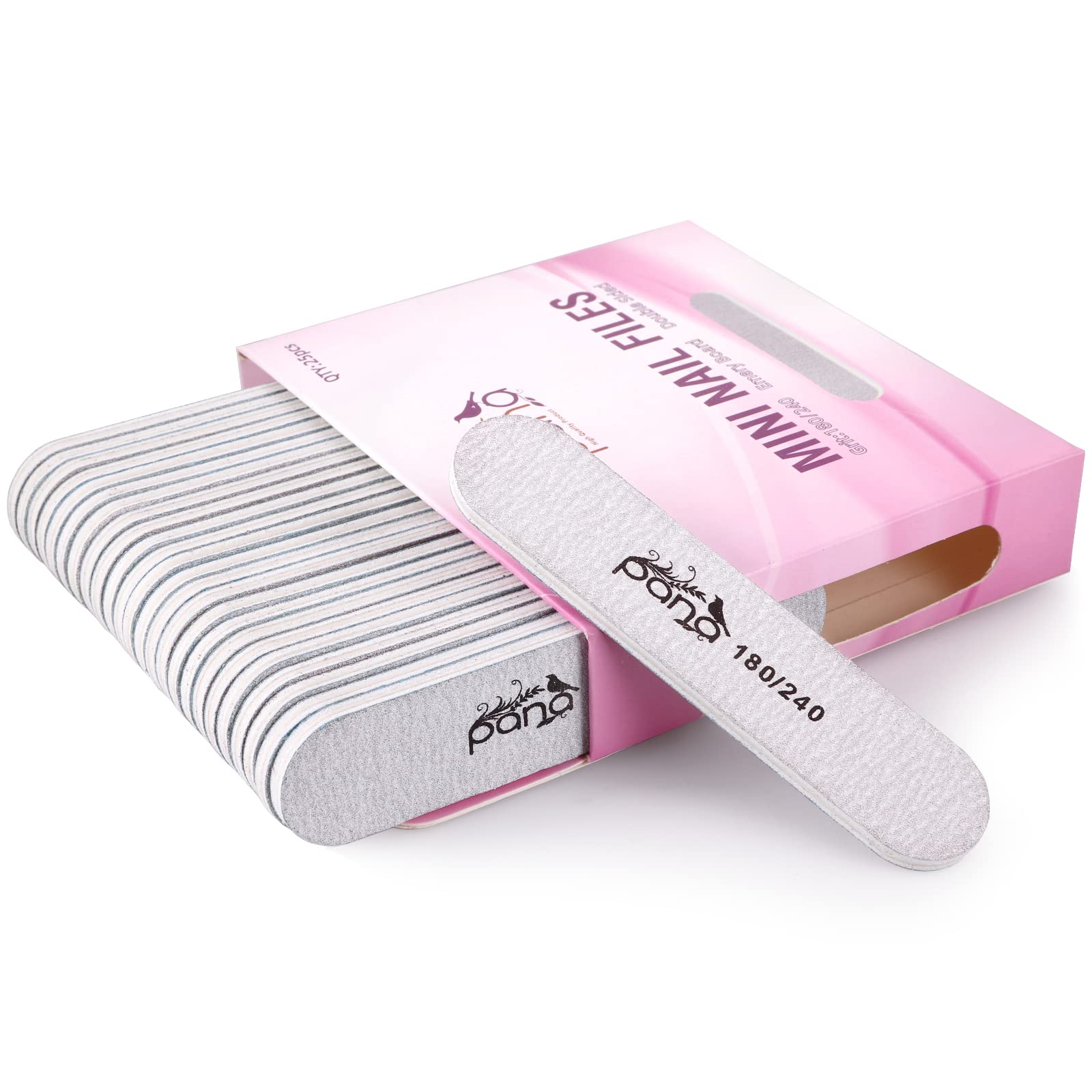 25pcs - PANA Mini Double-Sided Emery Nail File for Manicure, Pedicure, Natural, and Acrylic Nails - Zebra (Grit 180/240)