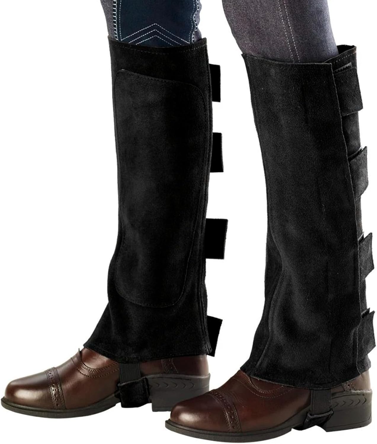 Ovation Women's EZE Tab Suede Half Chaps - Adjustable Equestrian Horseback Riding Protective Gaiters with 4 Hook & Loop Tabs