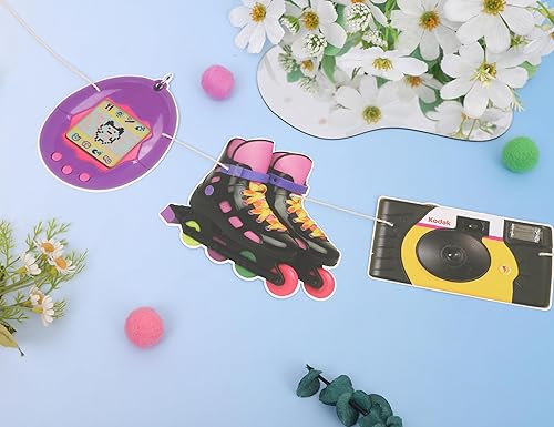 Miniatura 7 de TUTOTU Pancarta de decoración para fiesta de los años 90, decoración de despedida de soltera de los 90, pancarta de cumpleaños 90, decoración retro