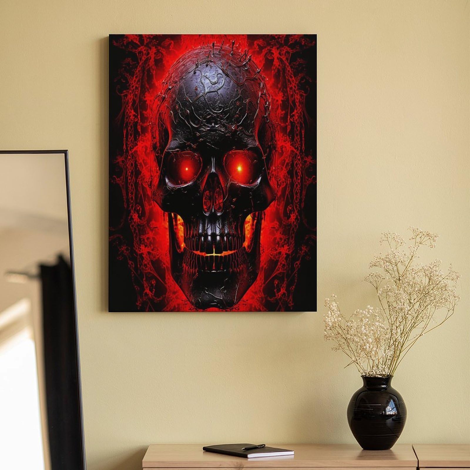 LPAGBCNU Malen-nach-Zahlen-Set mit Totenkopf-Motiv für Erwachsene, Anfänger, Erwachsene, Malen nach Zahlen, Kits auf Leinwand, DIY-Acryl-Ölfarben, Gemälde mit Pinseln für Geschenk, Heimdekoration
