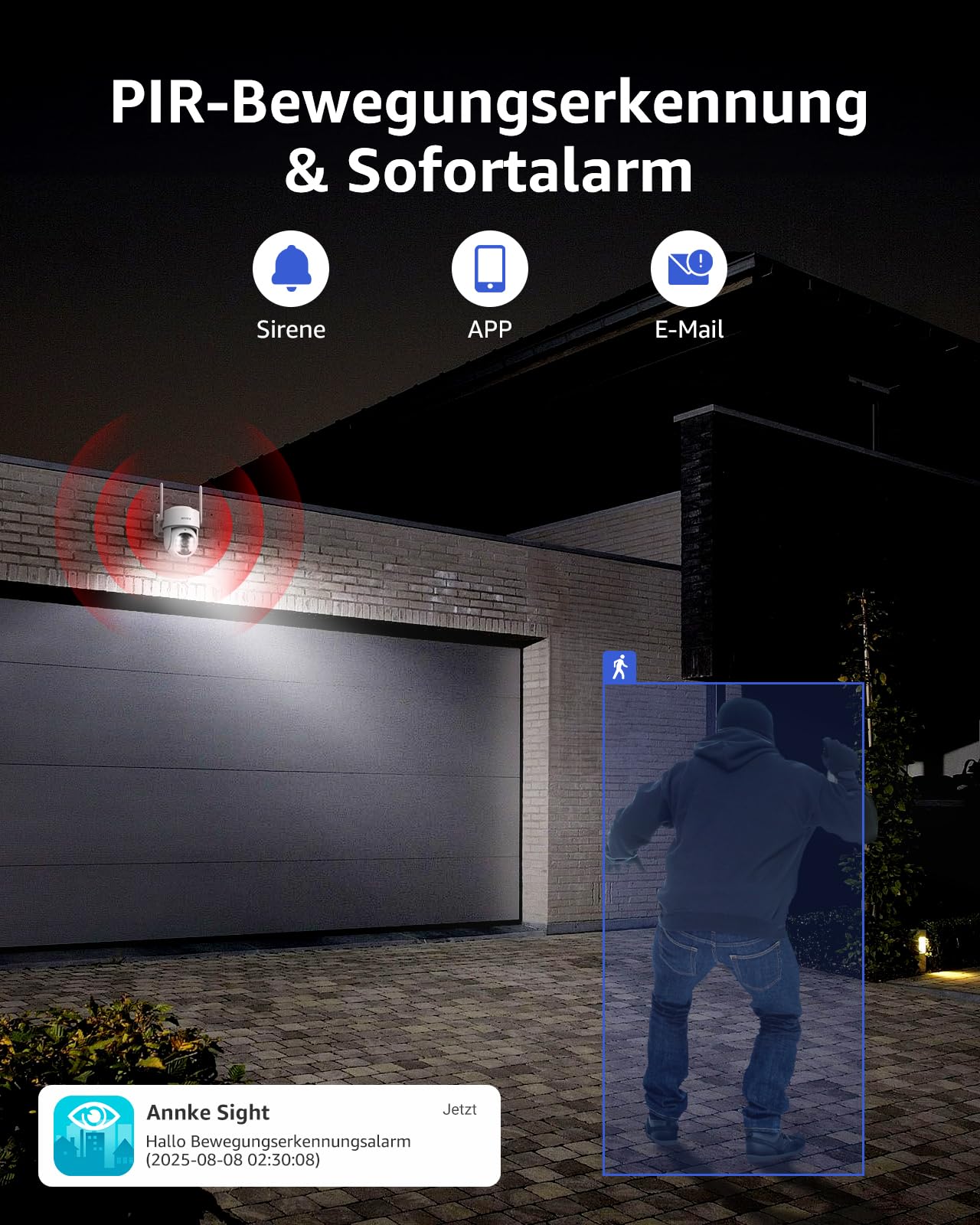 ANNKE 4MP Überwachungskamera Set Aussen WLAN mit 12''Monitor, 10CH 4K Wireless NVR, 2X 4MP PTZ WiFi Kameras mit 2-Wege Audio, Farbe Nachtsicht, Personenerkennung, Spotlight Alarm, 128GB SD Karte