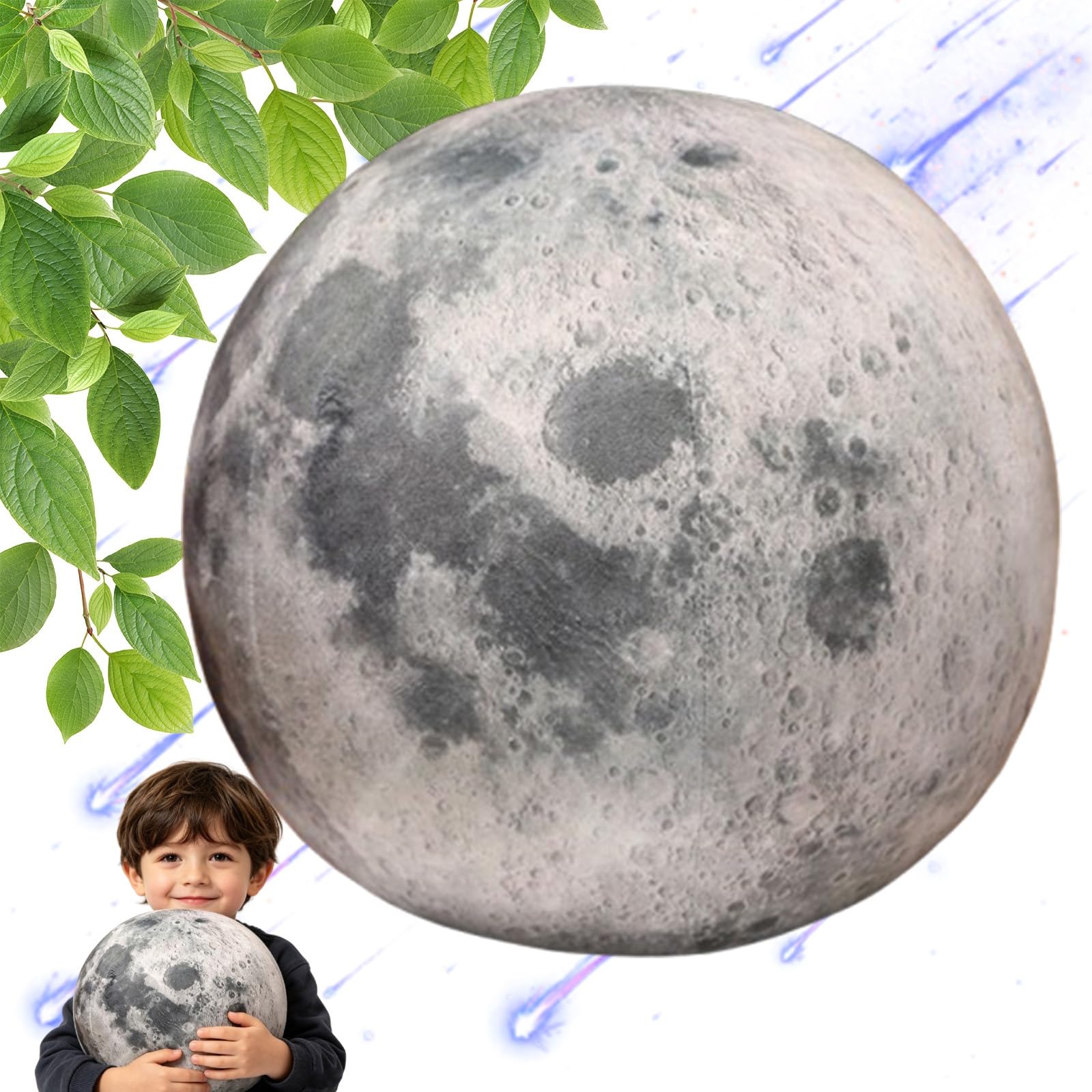 ZBELLO Plush Toy Earth, Sun, Moon, Mars Plush Stuffed Doll Cushion, Space Theme Decorative Pillow, for Living Room Sofa Decoration, Educational Cushion, Birthday Gifts (17cm,Moon)
