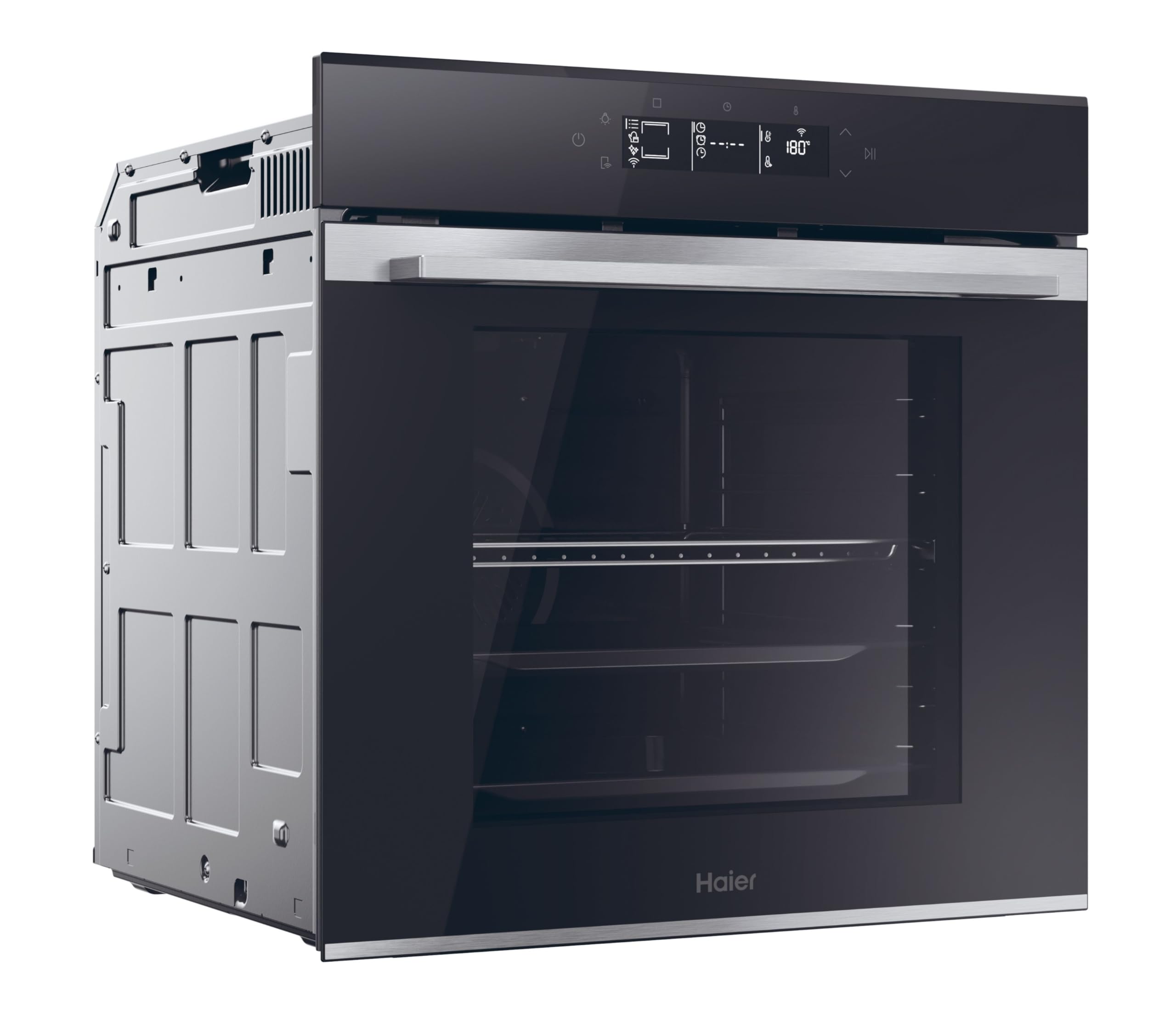 Haier Einbaubackofen ID Serie 2 H6 ID25G3HTX | Nische 60 cm, 78 Liter Volumen, 18 Funktionen inkl. AirFry, Wi-Fi, Heißluft-Beheizung mit Grill, Hydrolyse-Reinigung