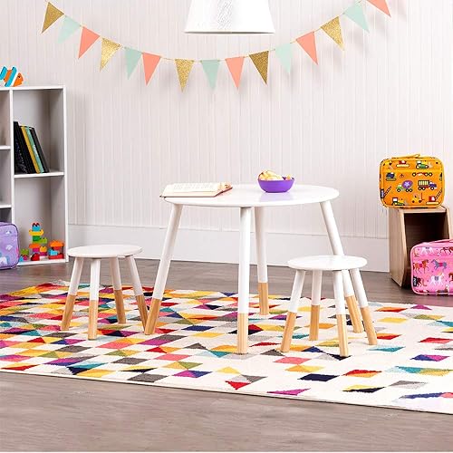 Miniatura 5 de Wildkin Kids Scandi - Juego de mesa y silla para niños, mesa moderna para niños pequeños con 2 taburetes, patas de madera maciza, para el hogar,