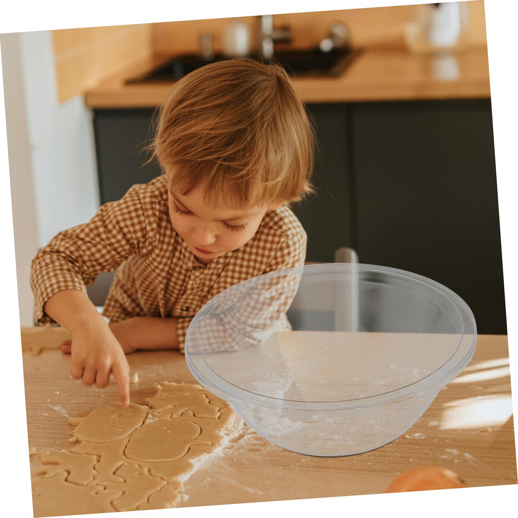 Alipis Bol Grande de Plástico con Tapa Transparente y Resistente Deformación Multiusos para Amasar Preparar Ensaladas y Almacenar para Cocina Familiar