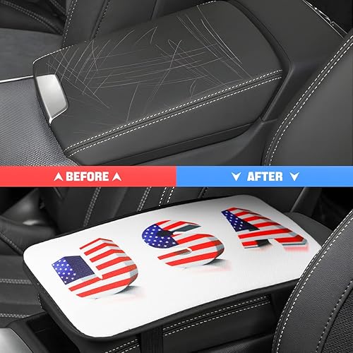 Miniatura 3 de Almohadilla de consola central de bandera estadounidense funda de asiento para reposabrazos de automóvil para mujeres y hombres almohadilla