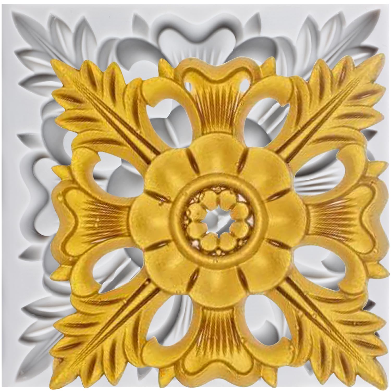 sijiangmold Baroque Relief Silicone Moulds Embossed Flower Lace Fondant Mould Scroll Border Lace Moulds for Cake Decoration Chocolate Cupcake Topper Candy Polymer Clay Gum Paste
