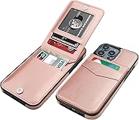 Vista 10 de KIHUWEY Funda compatible con iPhone 14 Pro con soporte para tarjeta de crédito, cierre magnético de cuero de alta calidad, función atril, funda