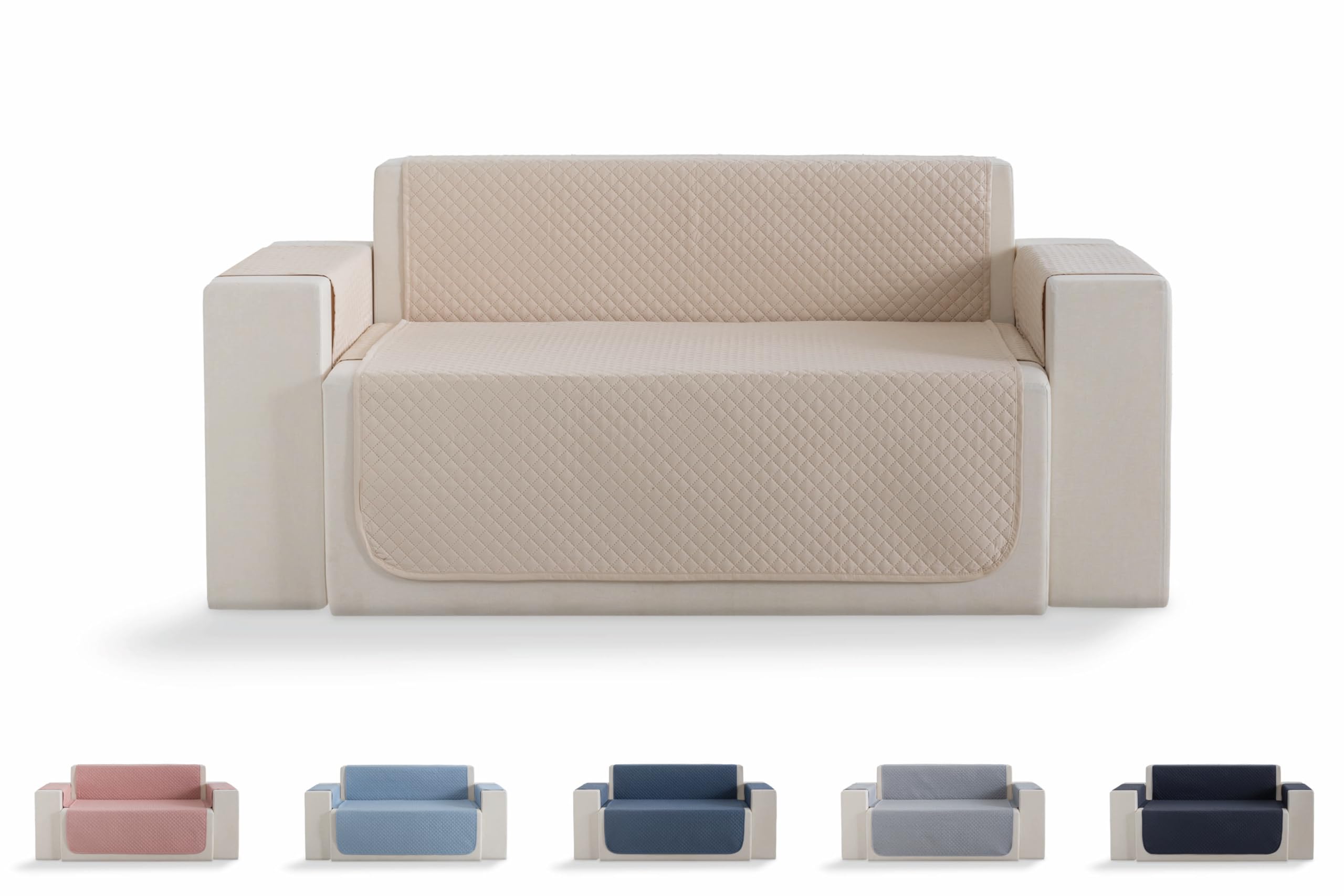 Todocama – Funda Cubre sofá, plazas, Protector de sofás Acolchado de Rombos, Transpirable, fácil de Limpiar, (Beig Arena, sofá 2 plazas)