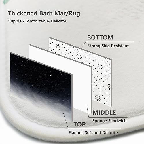 Miniatura 6 de GRIEKOWE Juego de 4 cortinas de ducha con temática de meteoritos del universo exterior, galaxia estrellada con alfombras antideslizantes para tapa