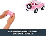 Hot Wheels RC Barbie Ford Bronco Remote-Control Toy Car, RC Vehicle with Puppy Accessory, Dog Bed & Bowl, Plus Stickers for Customization, Fits 2 Dolls