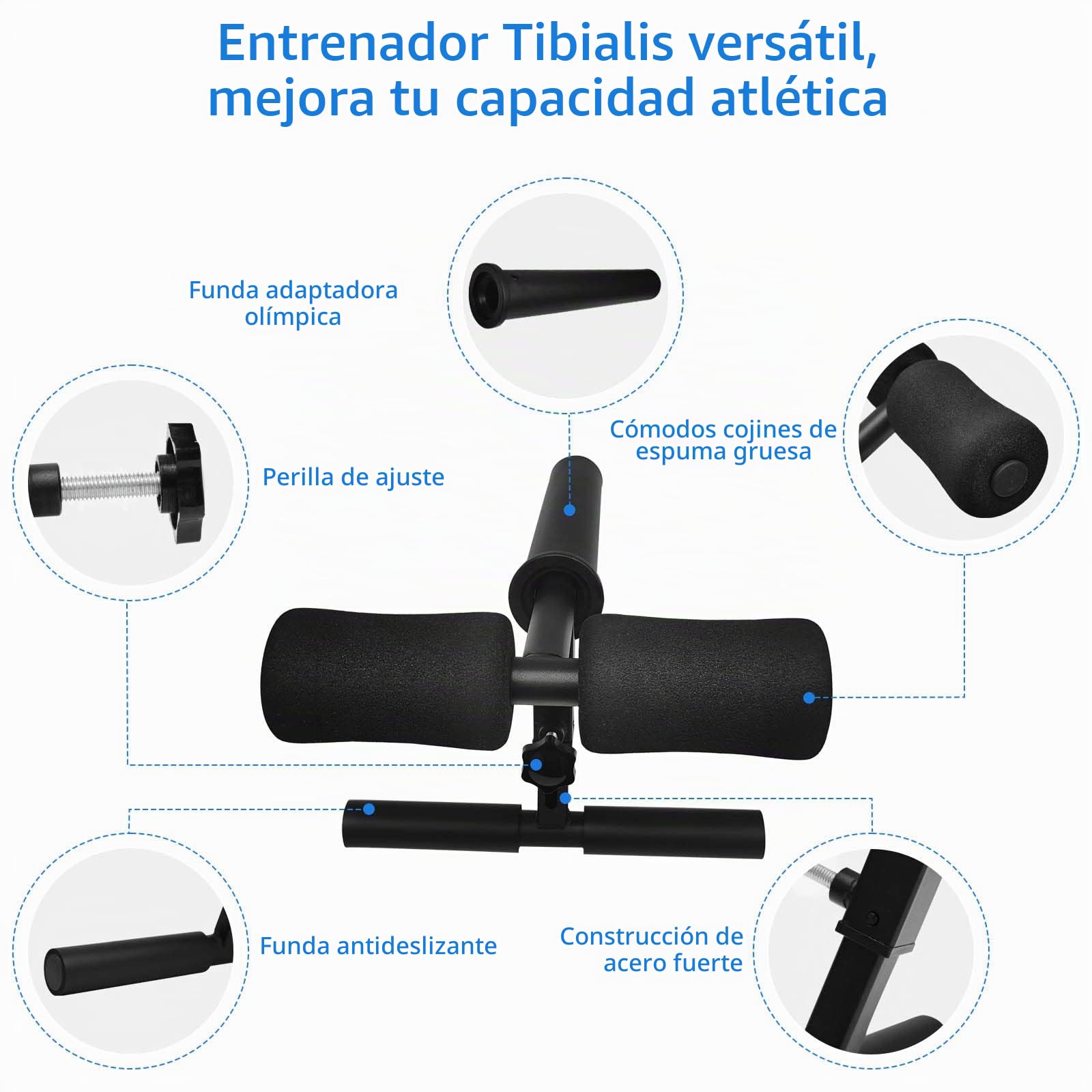 Tib Bar Tibialis Trainer, Barra de Tib Ajustable Calf Raise Machine, Entrenador de Espinillas Fitness Pierna Tobillo Peso para Levantamiento