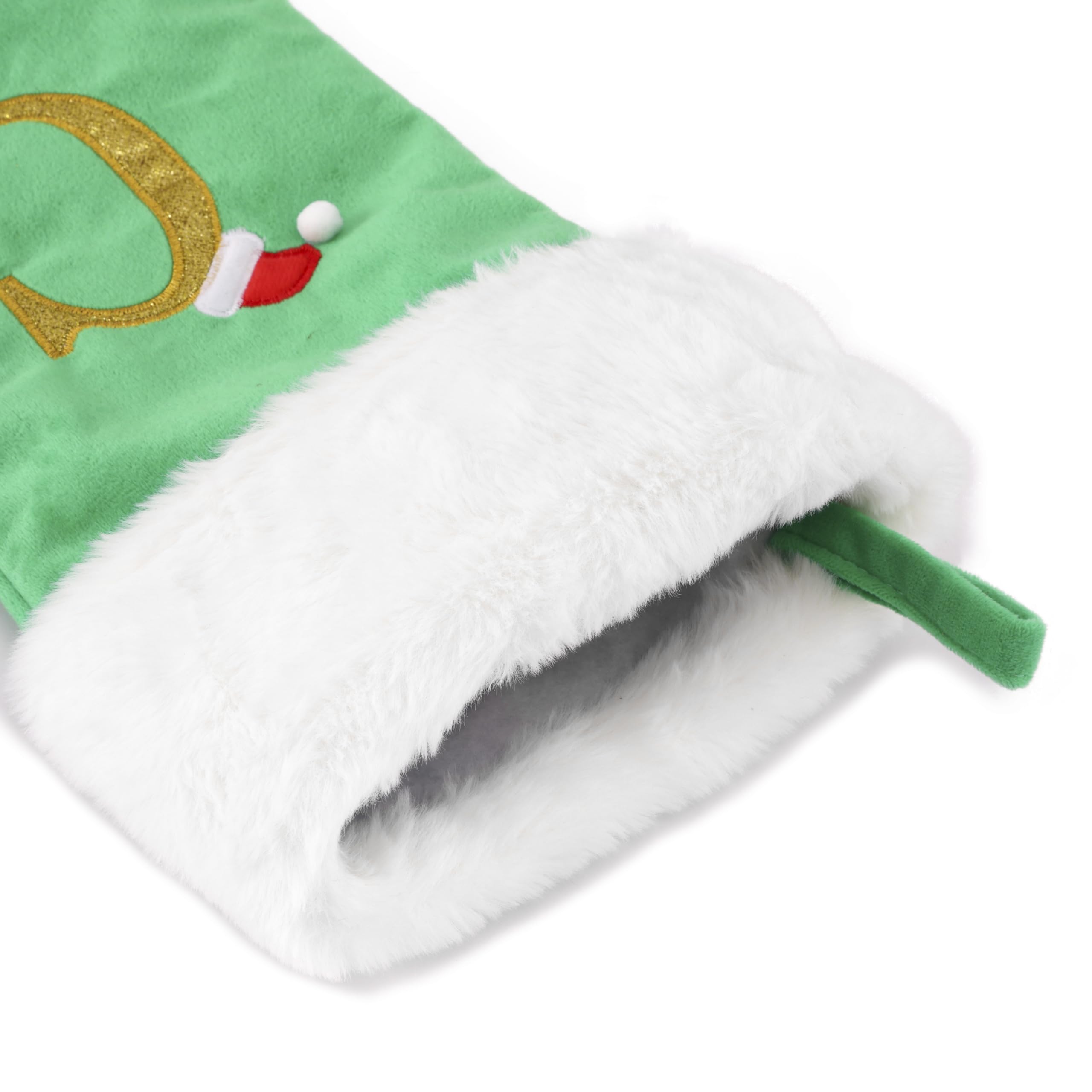 DYPUEYAK 20-inch Green Christmas Stocking with Embroidered Letters – Personalized Holiday Décor (Letter J)