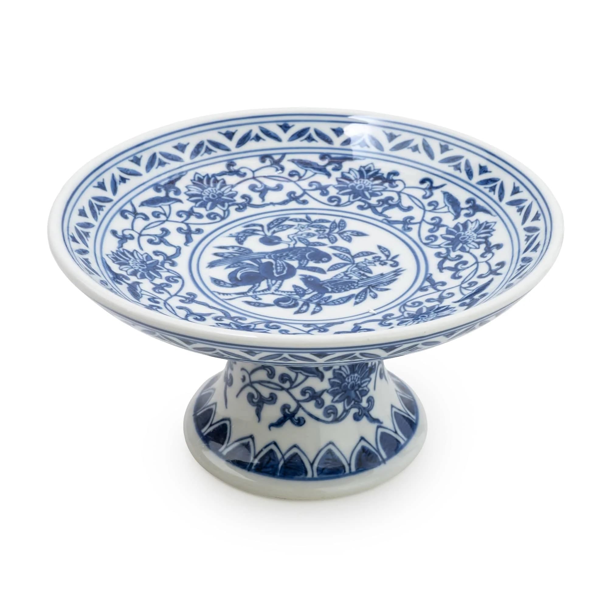 Home Deco London Sumatra Blue & White Large Ceramic Home Collection (Cake Stand 8")