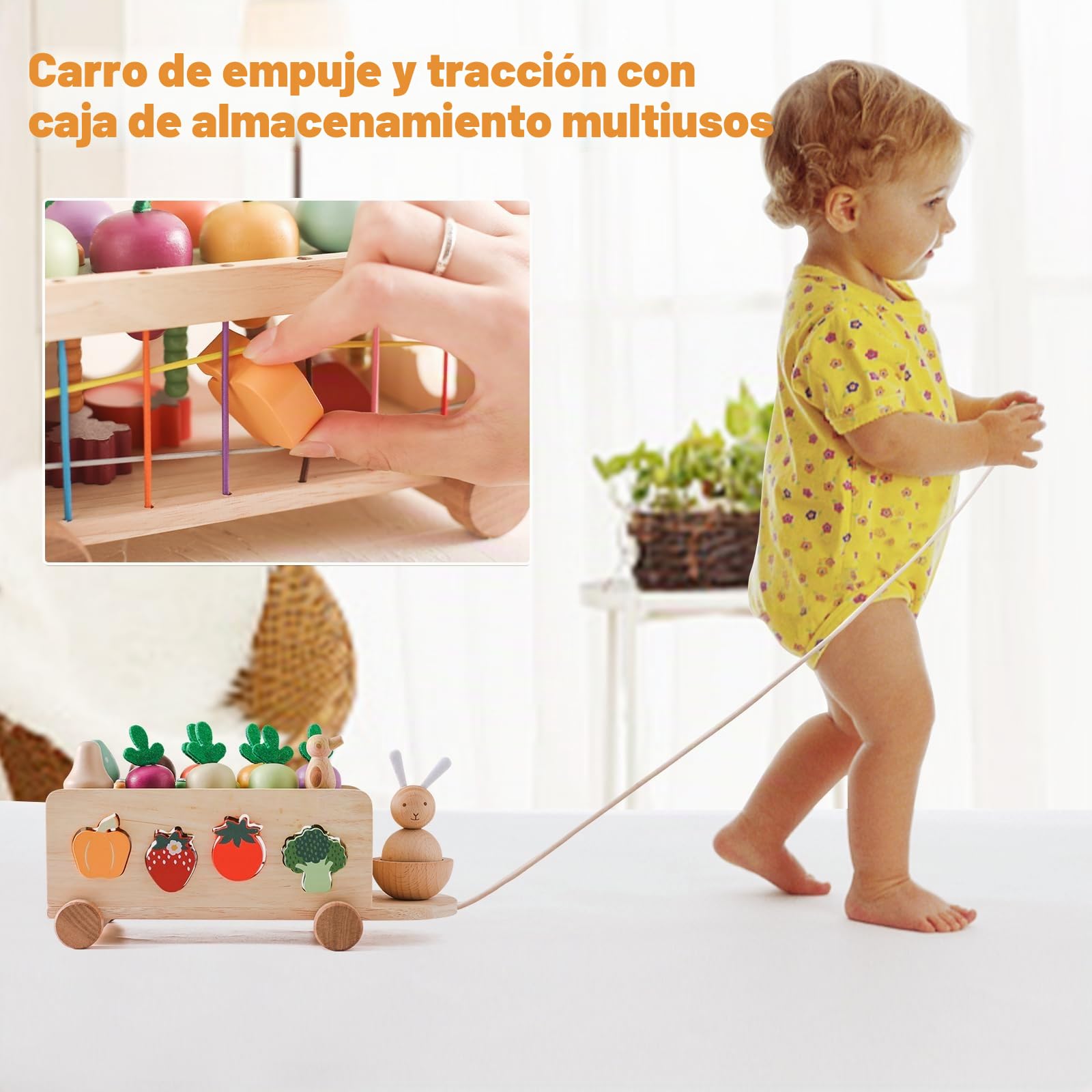 Juguete Montessori De Madera Para Niños De 1 A 3 Años, Set De Cosecha De Zanahorias, Frutas, Gusanos Y Setas, Ideal Para Motricidad Fina