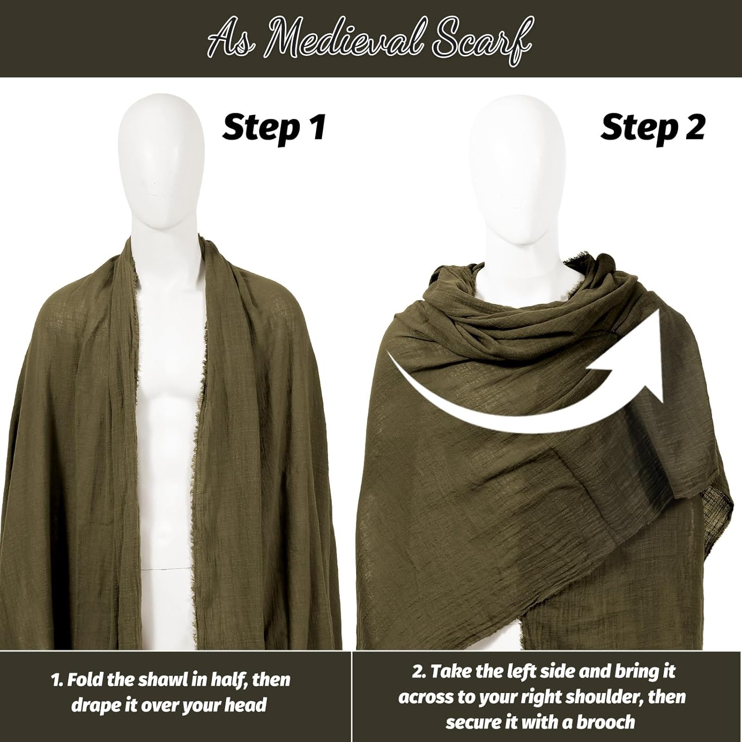 Medieval Hooded Shawl Renaissance Scarf Cape Men Women Cowl Cosplay Cloak Vintage Goth Viking Costume - Image 6