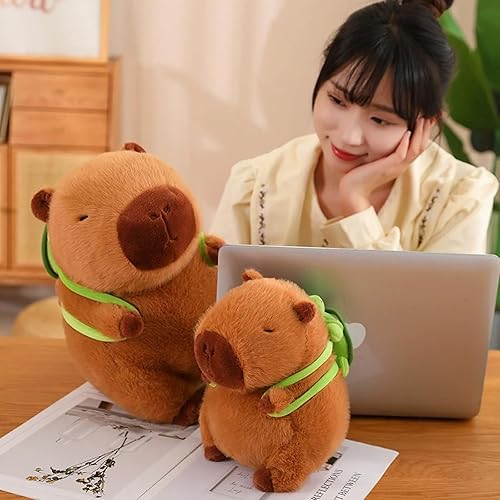 Miniatura 8 de Capybara - Peluche con mochila de tortuga de 9 pulgadas, lindo animal de peluche Capibara ultra suave, juguetes Kawaii regalos para niños, marrón