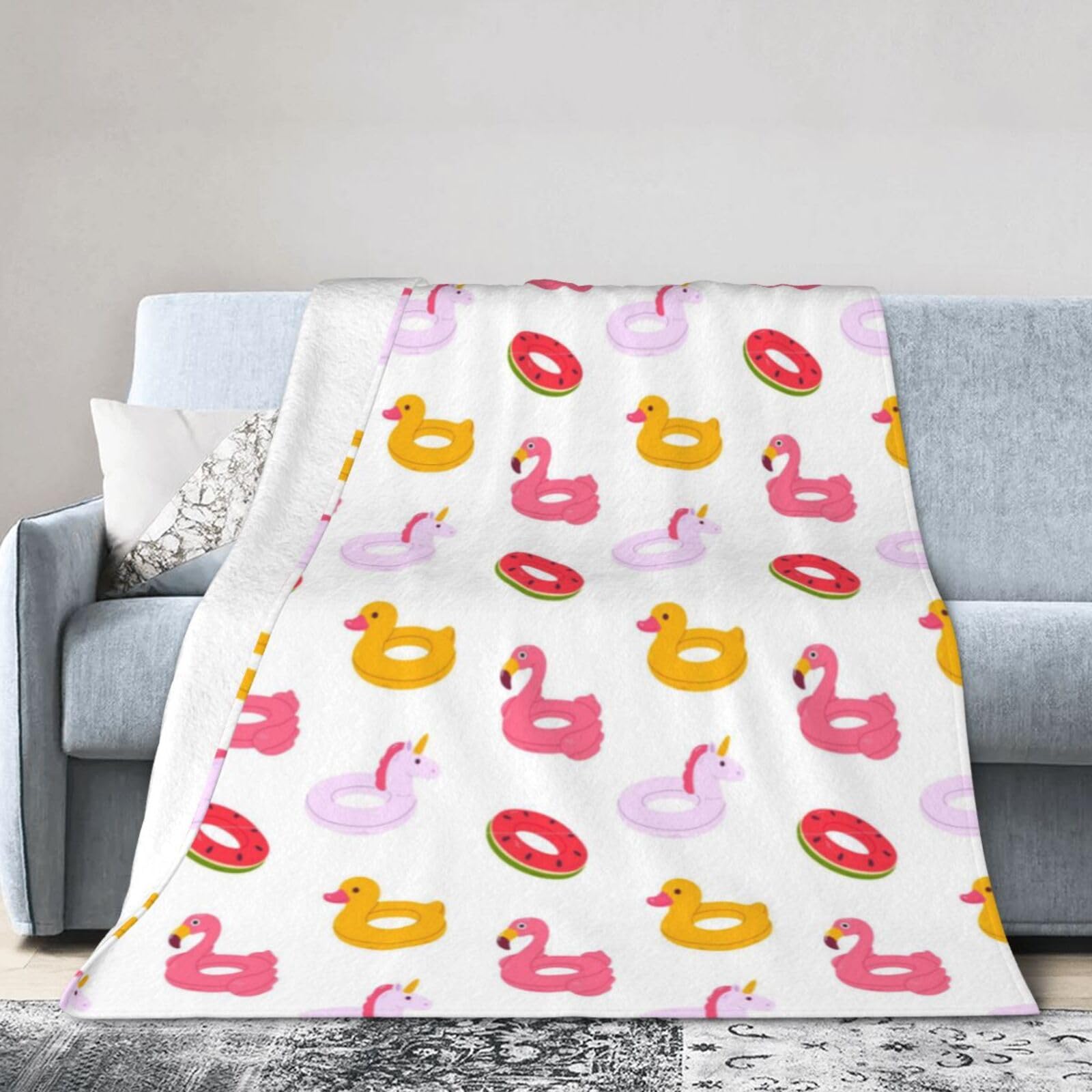 Noble Ren Flamingo Pattern Ultra-Soft Micro Fleece Blanket Winter Warm Soft Lannel Fleece Throw Blanket For Couch Sofa Bed 80"X60"