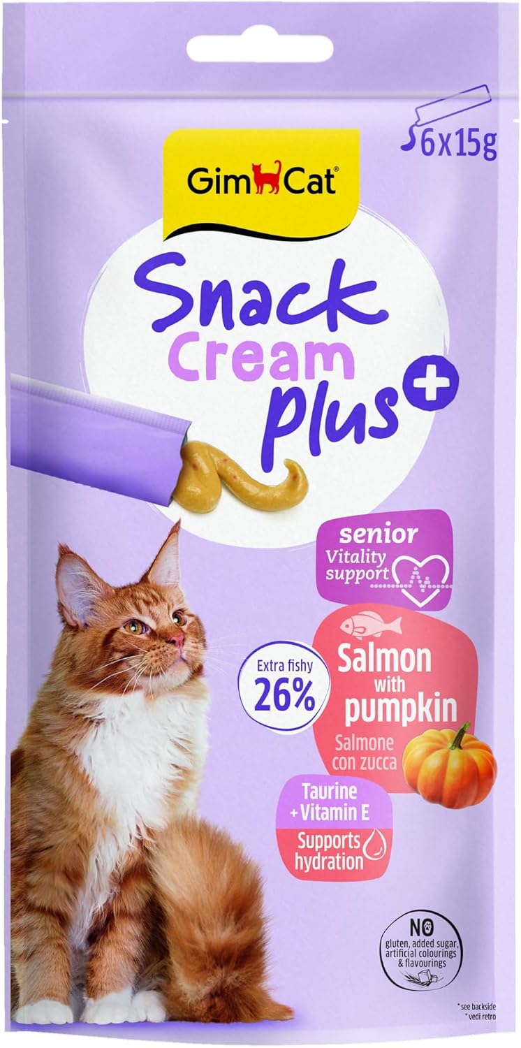 GimCat Snack Cream Senior Salmon & Pumpkin Kedi Ödülü 6x15gr