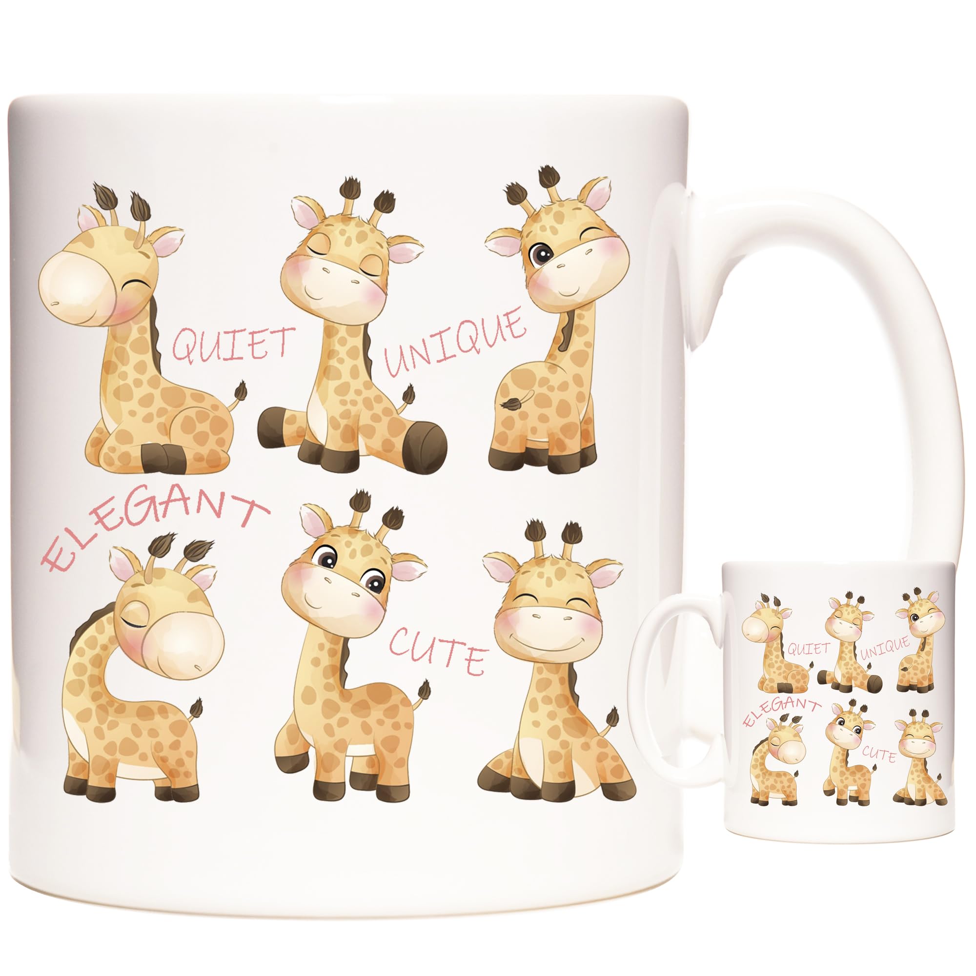 Giraffes Coffee Mug, 11oz Ceramic Gift Mug. Giraffe Gift, Giraffe Photo Mug, Crazy Giraffe Lady Gift Mug, White, Small