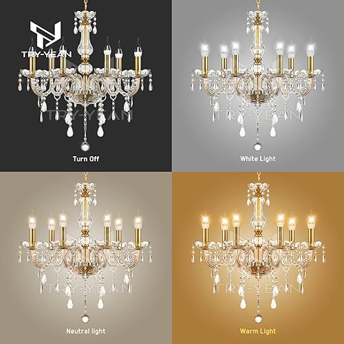 Miniatura 6 de Candelabro moderno dorado con 6 luces K5, lámpara colgante de techo de cristal con cadena ajustable, iluminación de cristal E12 para sala de estar,