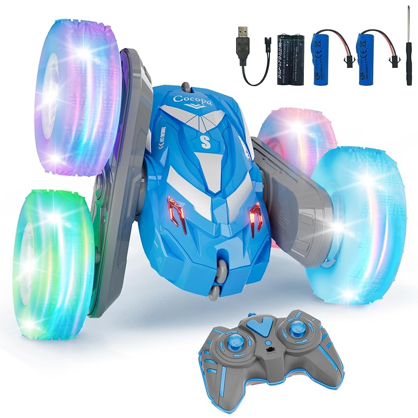 Cocopa Macchina Telecomandata per Bambini con Luce, Giochi Bambini 4 5 6 7 8 9 Anni, Regalo Bambino 3-12 Ragazzi Regali Giocattoli Natale Compleanno, Auto Radiocomandata 4X4 Truck Giochi Esterno (Blu)