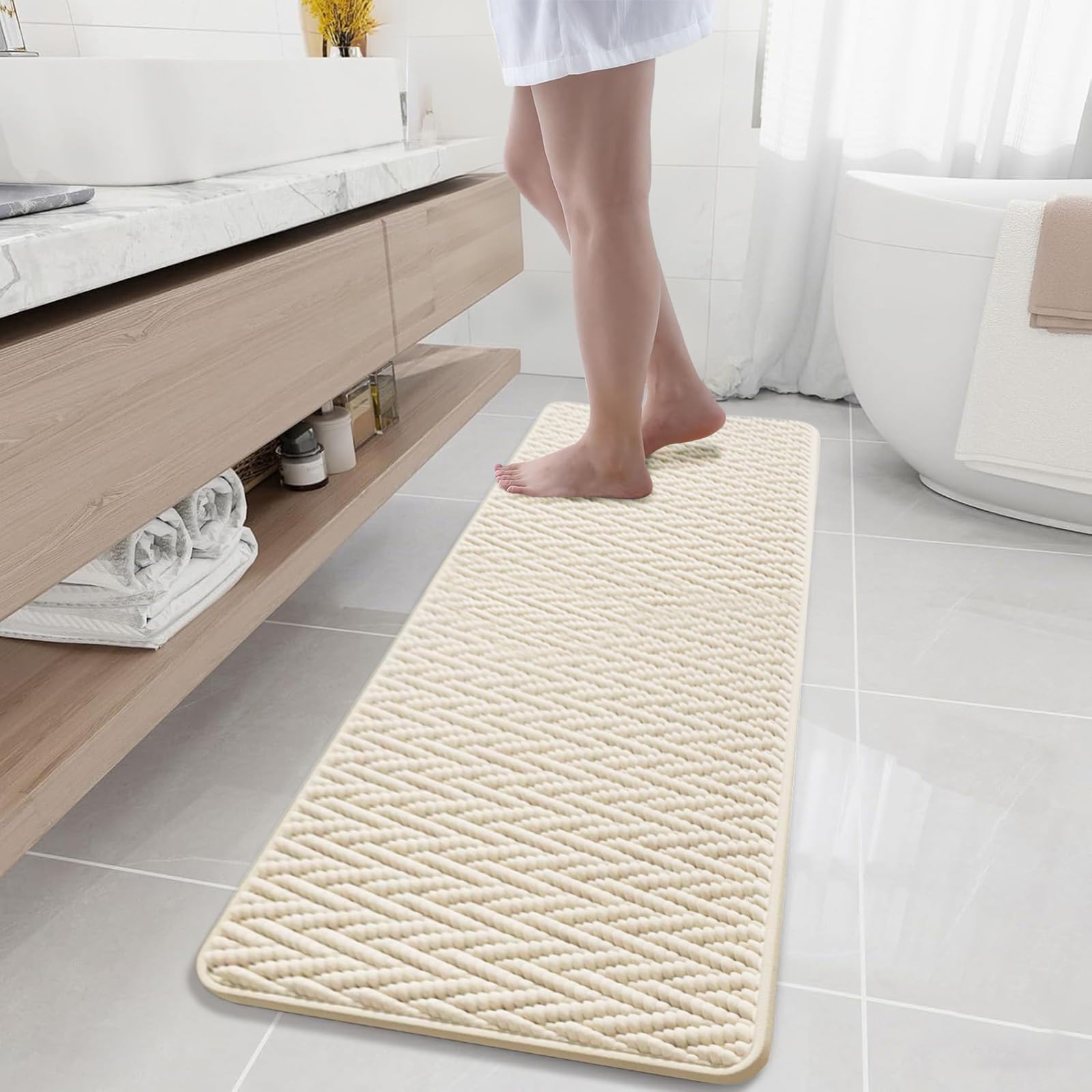 HAPACE Bathroom Rugs Non-Slip Bath Mat,24"×72",Machine Washable&Water Absorbent Bath Mats for Bathroom, Soft Shaggy Thick Microfiber Bath Rug for