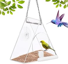 ALLOMN Window Bird Feeder Transparent Wall Hanging Tree Above Ground Garden Wild Bird Feeder with Suction Cup Hole