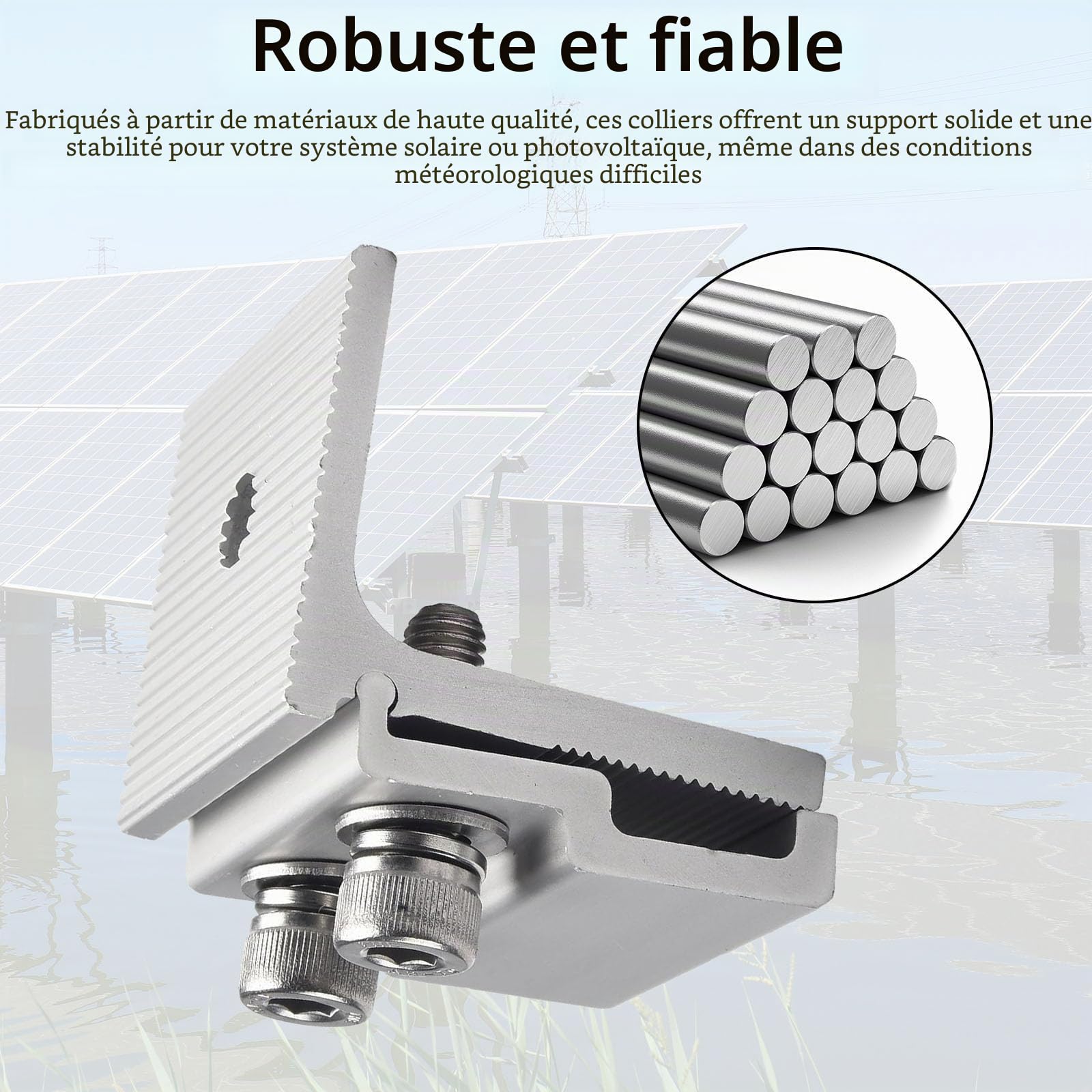 Pinces à Joint Debout, 10PCS Fixation De Pinces En Aluminium Pour Panneaux Solaires Toitures En Tôle Pinces à Joint Debout Pour Toitures à Joint Debout - 45x52mm