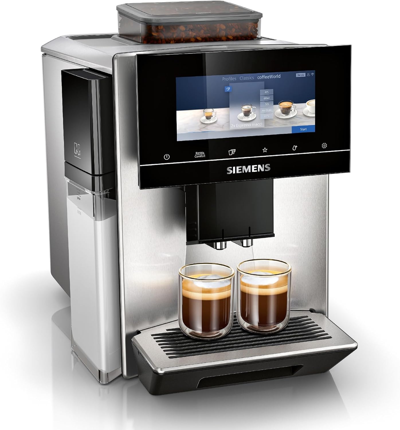 SIEMENS Machine à café automatique EQ900 plus TQ903DZ3 - Nettoyage et détartrage - Contrôle par application - Écran tactile intuitif - Mode barista - Réduction du bruit - Broyeur premium - 1500 W