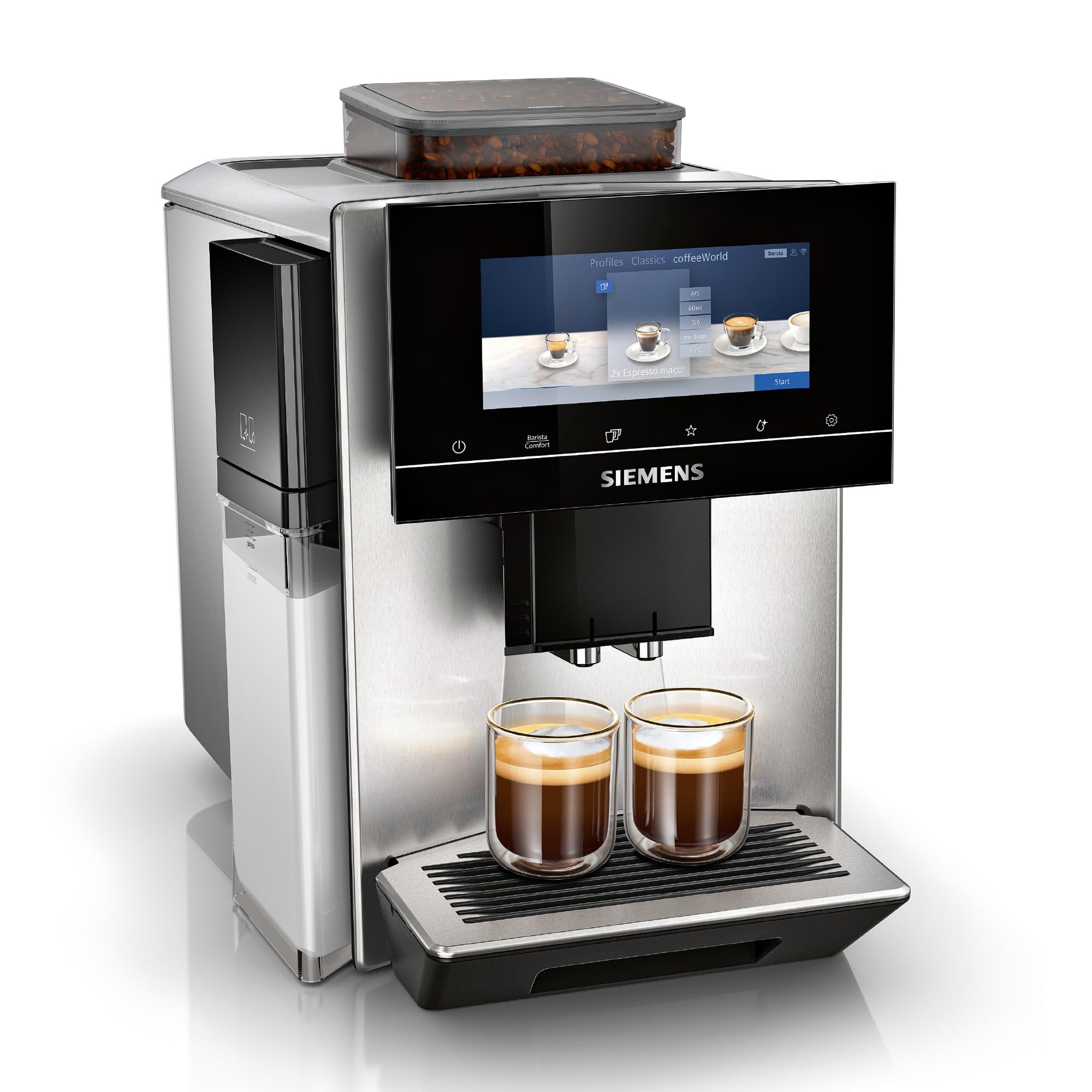 SIEMENS Machine à café automatique EQ900 plus TQ903DZ3 - Nettoyage et détartrage - Contrôle par application - Écran tactile intuitif - Mode barista - Réduction du bruit - Broyeur premium - 1500 W