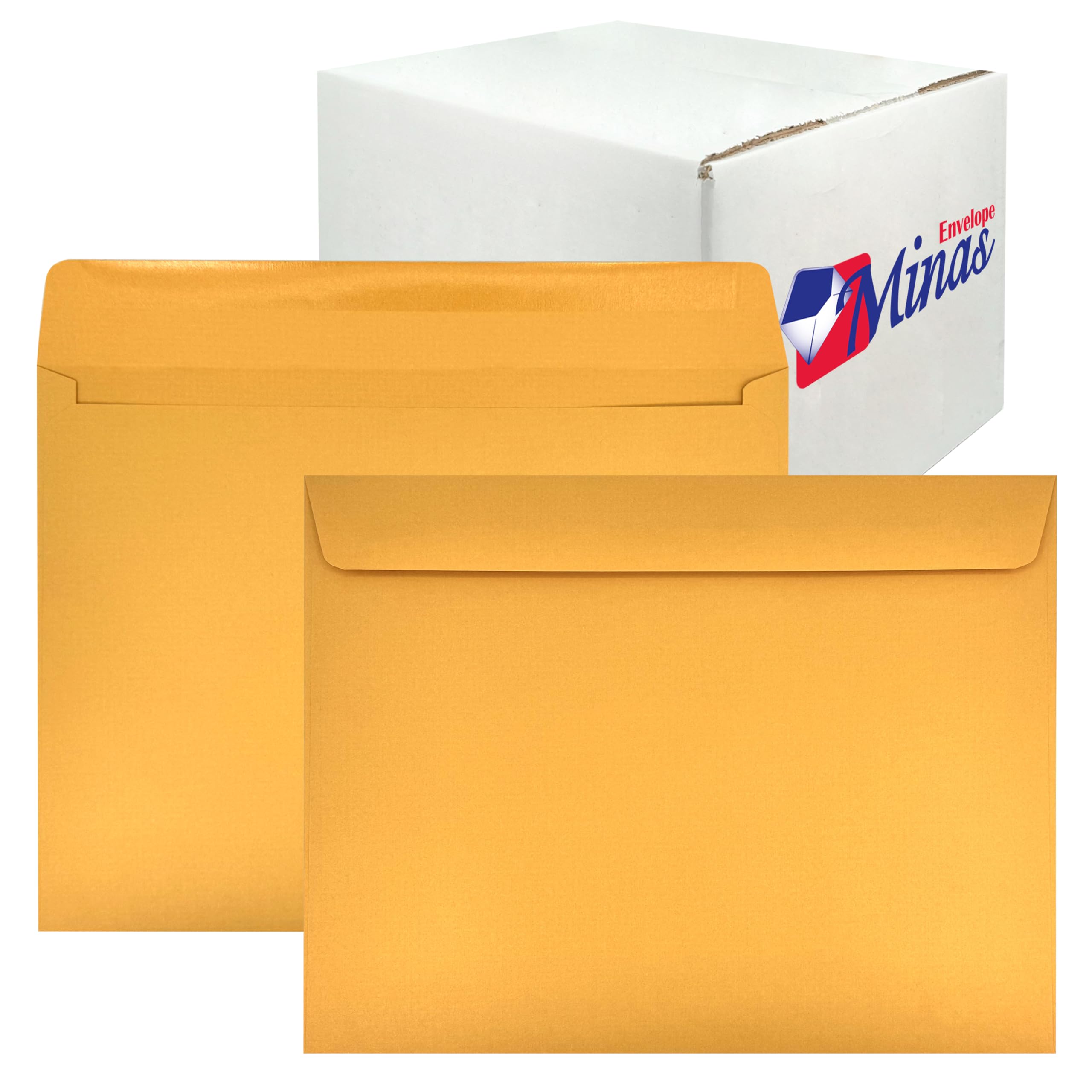 100 Minas Envelope - 10 x 13 Inch Booklet Envelopes, Heavy 28lb Kraft Paper, Side Opening, Gummed Flap, 100 Count