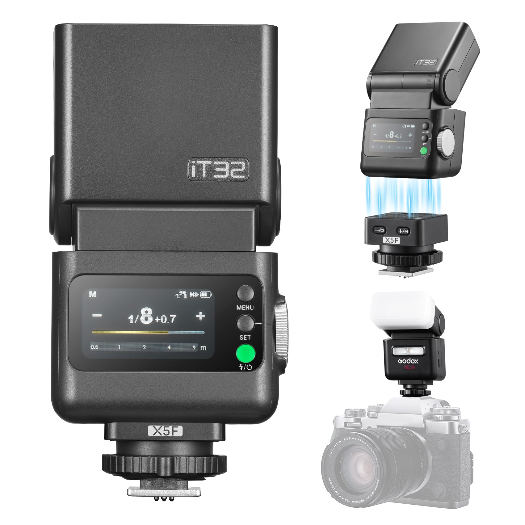 Godox iT32 TTL HSS Flash for Fuji with X5-F Trigger, 1/80000s HSS 2.4G Wireless Off-Camera Kit, Magnetic Quick Release & USB-C for Portrait Wedding Event Photography-image-35