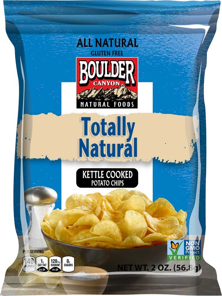 Boulder Canyon Totally Natural Kettle Cooked Potato Chips - 2 oz. bag, 8 per case
