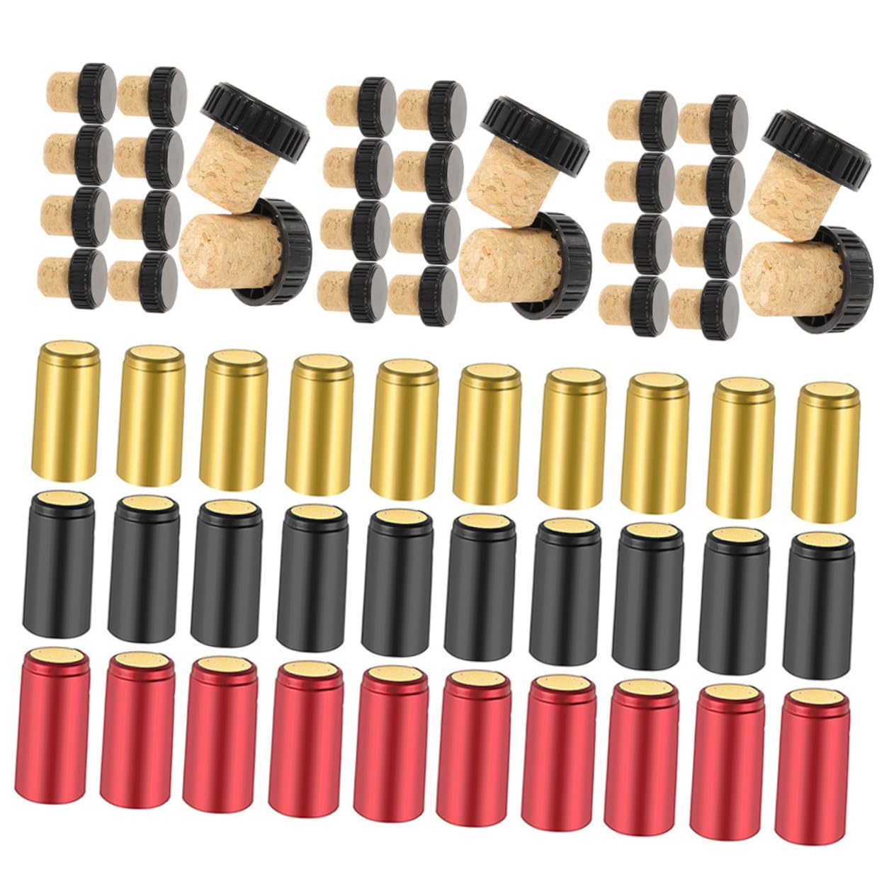 DECHOUS 60pcs Wine Bottle Sealer Film Heat Shrink Wine Bottle Stoppers Reusable Cork Shrink Caps