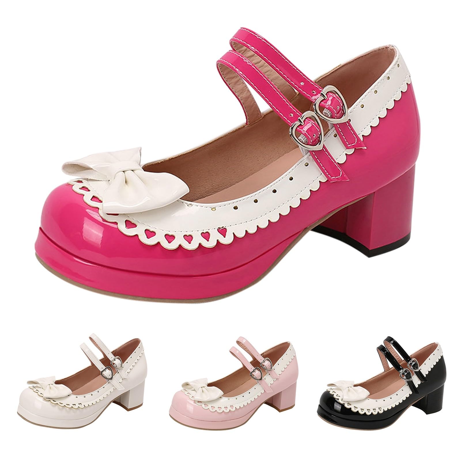 Mary Jane Schuhe Damen Plateau, Kleid Schuhe Blockabsatz Pumps Süße Lolita