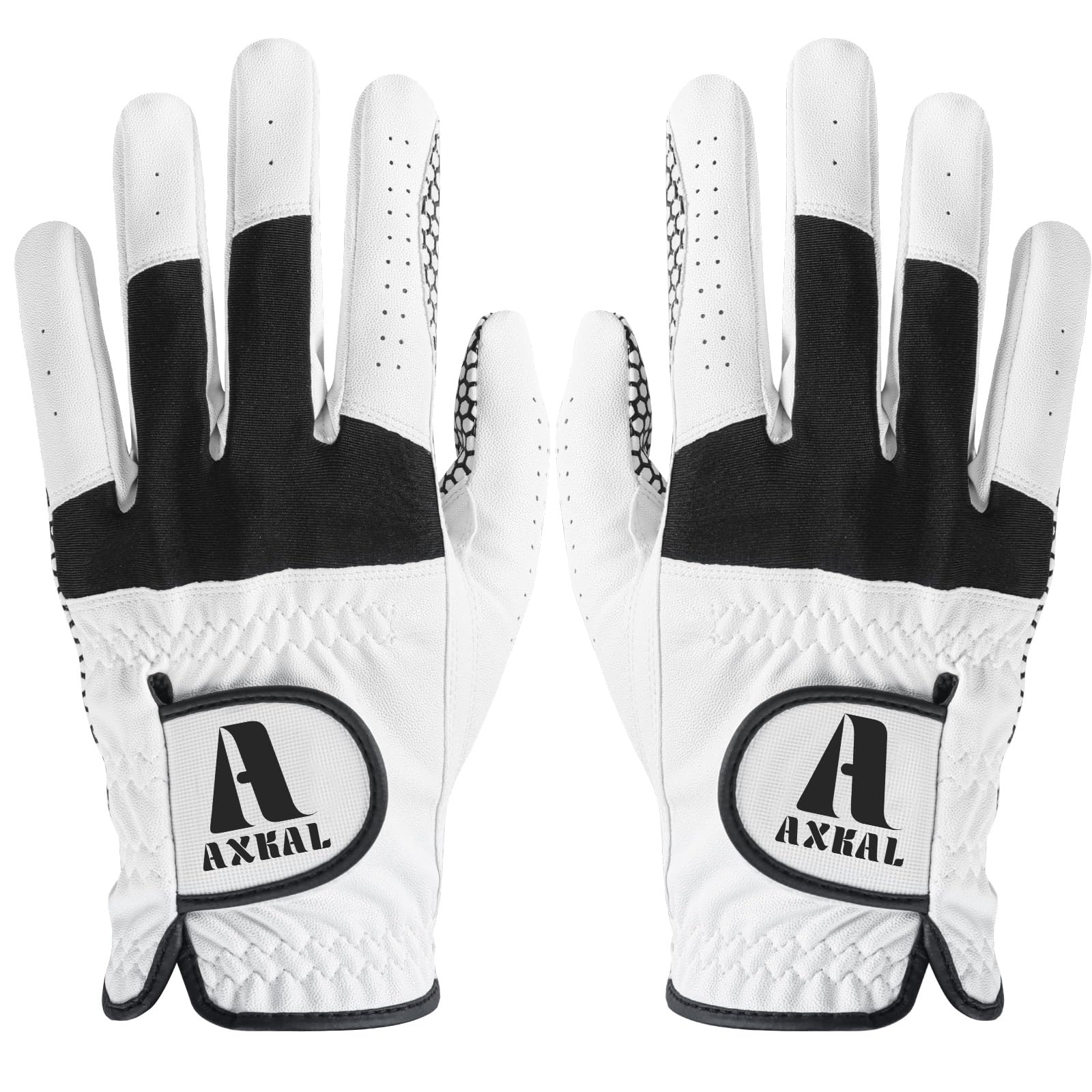 AXKAL Golf Gloves Men Extra Grip Anti Slip 2 Pack/ 1 Pair, Left Right Hand Golf Gloves All-Weather Breathable with Durability Material Sizes S M ML L XL (M, Ambidextrous)