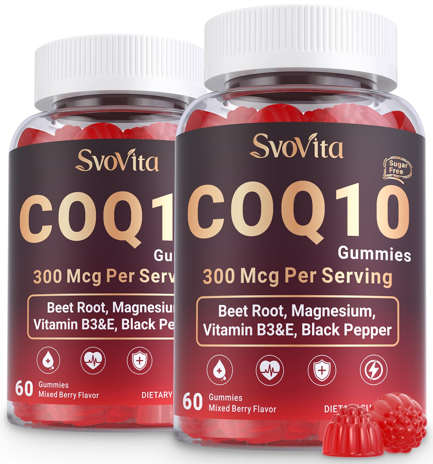 Svovita Suplemento de Coenzima Q10 em Gomas com Beterraba e Magnésio 300 mg, 120 gomas