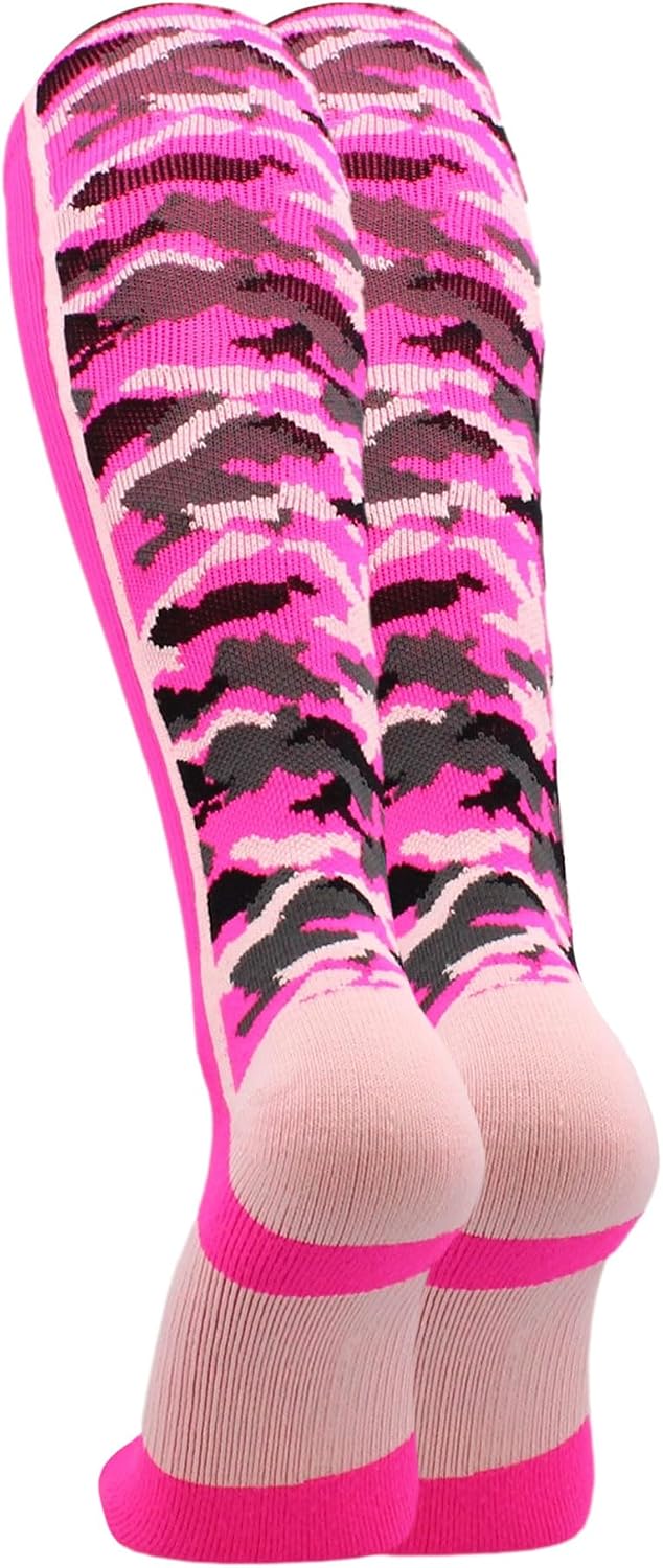 Pink Ribbon Breast Cancer Awareness Socks Camo Pattern Over the Calf