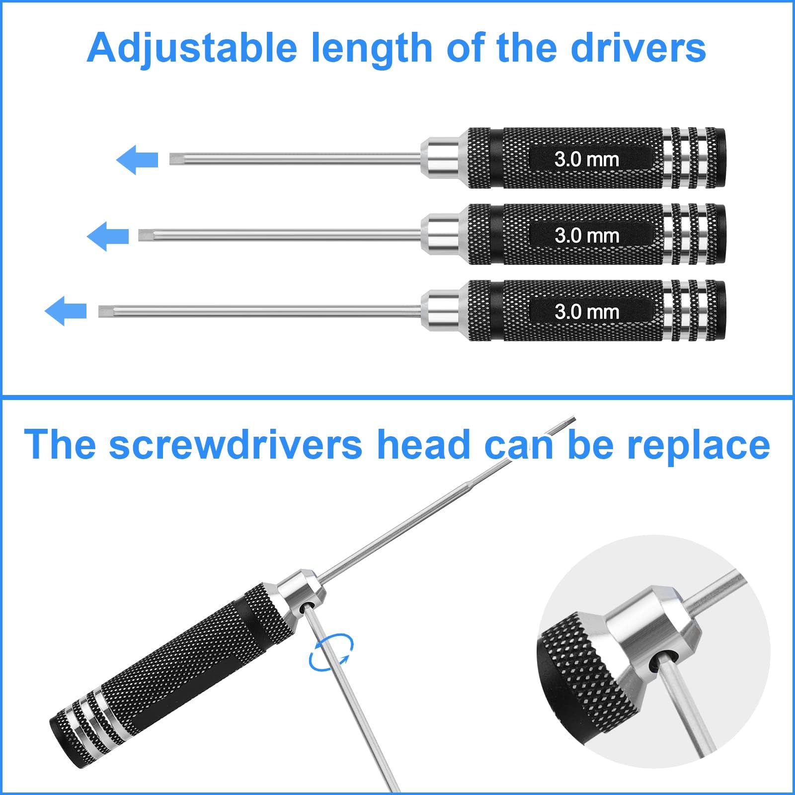 Hex driver 3.0mm inbus schroevendraaier schaft 9cm