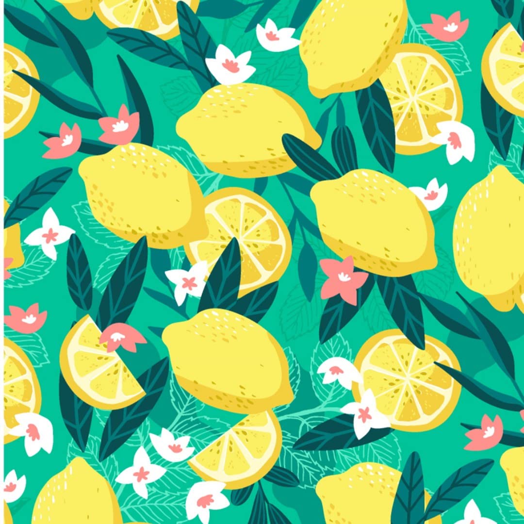 The Craft Cotton Co 03 Lemon - Gone Wild Lemons Fabric By 0.5 Metres 112Cm Wide, Turquoise Color, 100% Cotton Craft Fabric For Crafts, Quilting, Sewing, Dressmaking