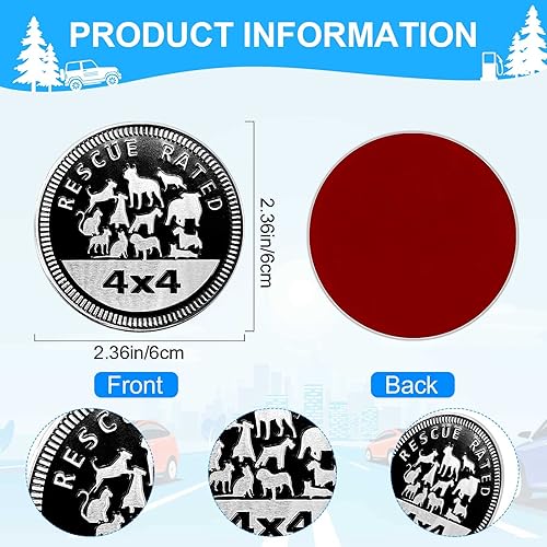 Miniatura 2 de Emblema de rescate para automóvil, 4 x 4, calcomanías de metal 3D, calcomanías redondas de metal 3D, compatibles con vehículos Jeep Wrangler,