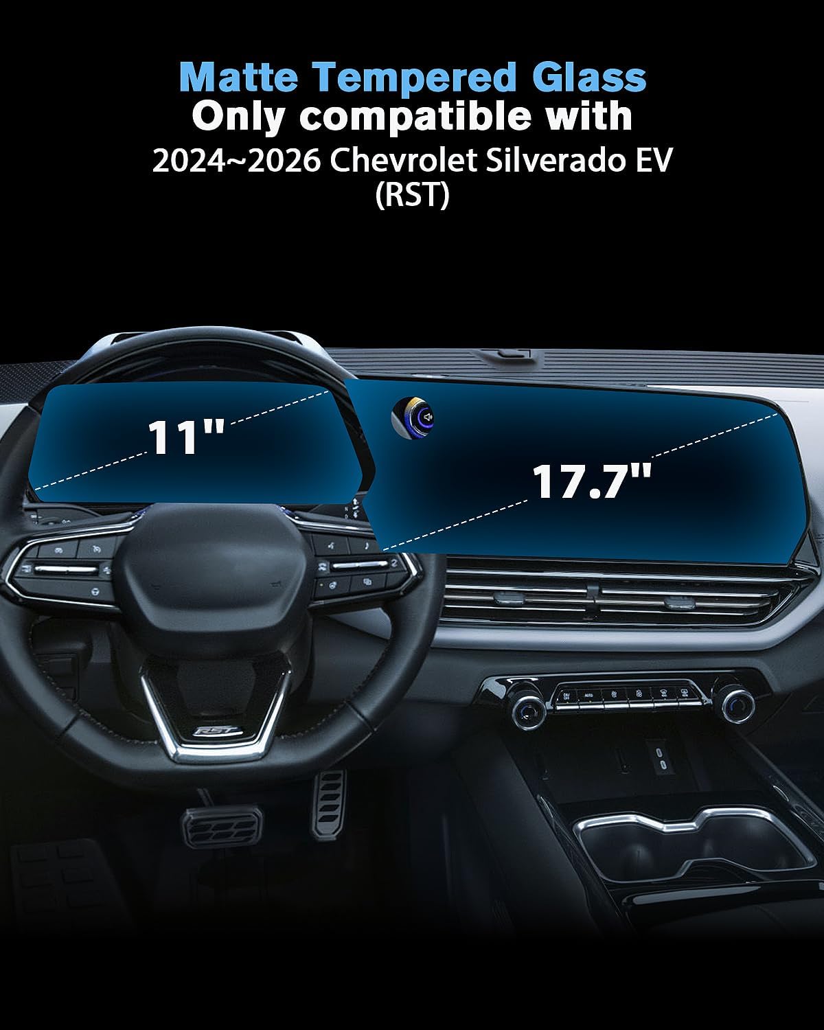 For 2PCS Matte Anti Glare Tempered Glass 2024 2025 2026 Chevrolet Silverado EV 17.7 Inch Touchscreen & 11 Inch Dashboard Screen Protector - Silverado EV (RST) Accessories
