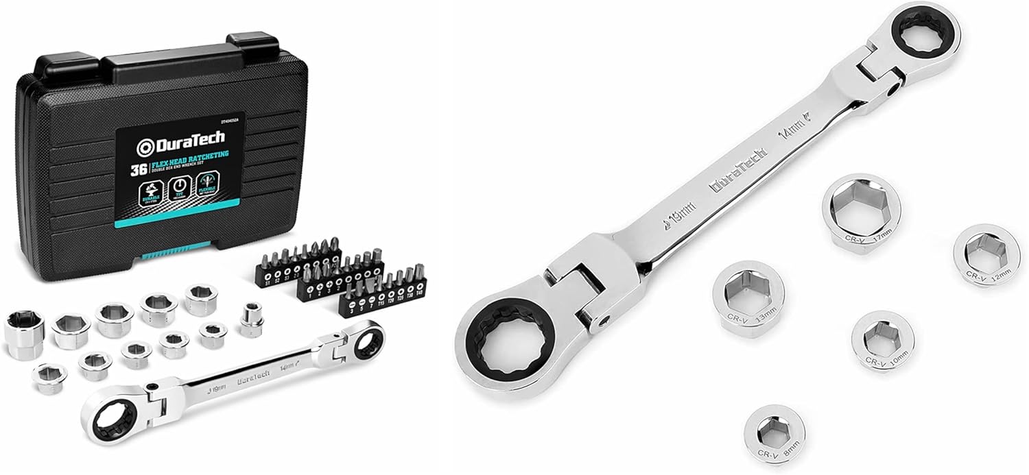 DURATECH FlexHead Double Box End Ratcheting Wrench Set 36PCS FlexHead