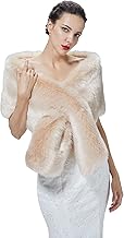 BEAUTELICATE Faux Fur Shawl Winter Wedding Wraps Women Bridal Stole Bridesmaids Shrug 1920s Flapper Cape Fancy Dress Gatsby Custum One Size