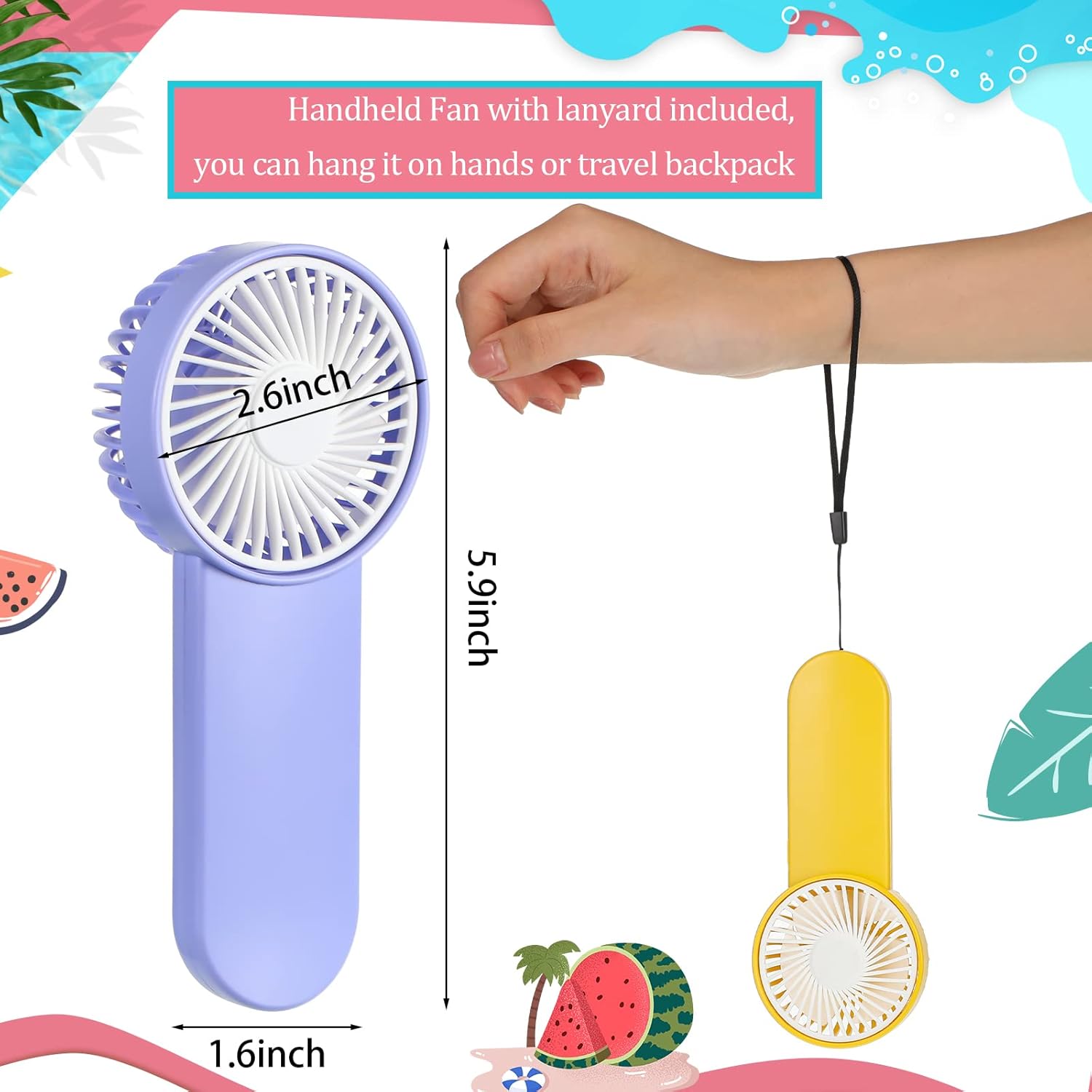 Sumind 20 Pcs Small Personal Portable Fan Mini Handheld Bulk 1 Speed Electric Cute Battery Powered for Neck Lash Makeup Women Men Travel Camping Indoor Outdoor Summer (Colorful)