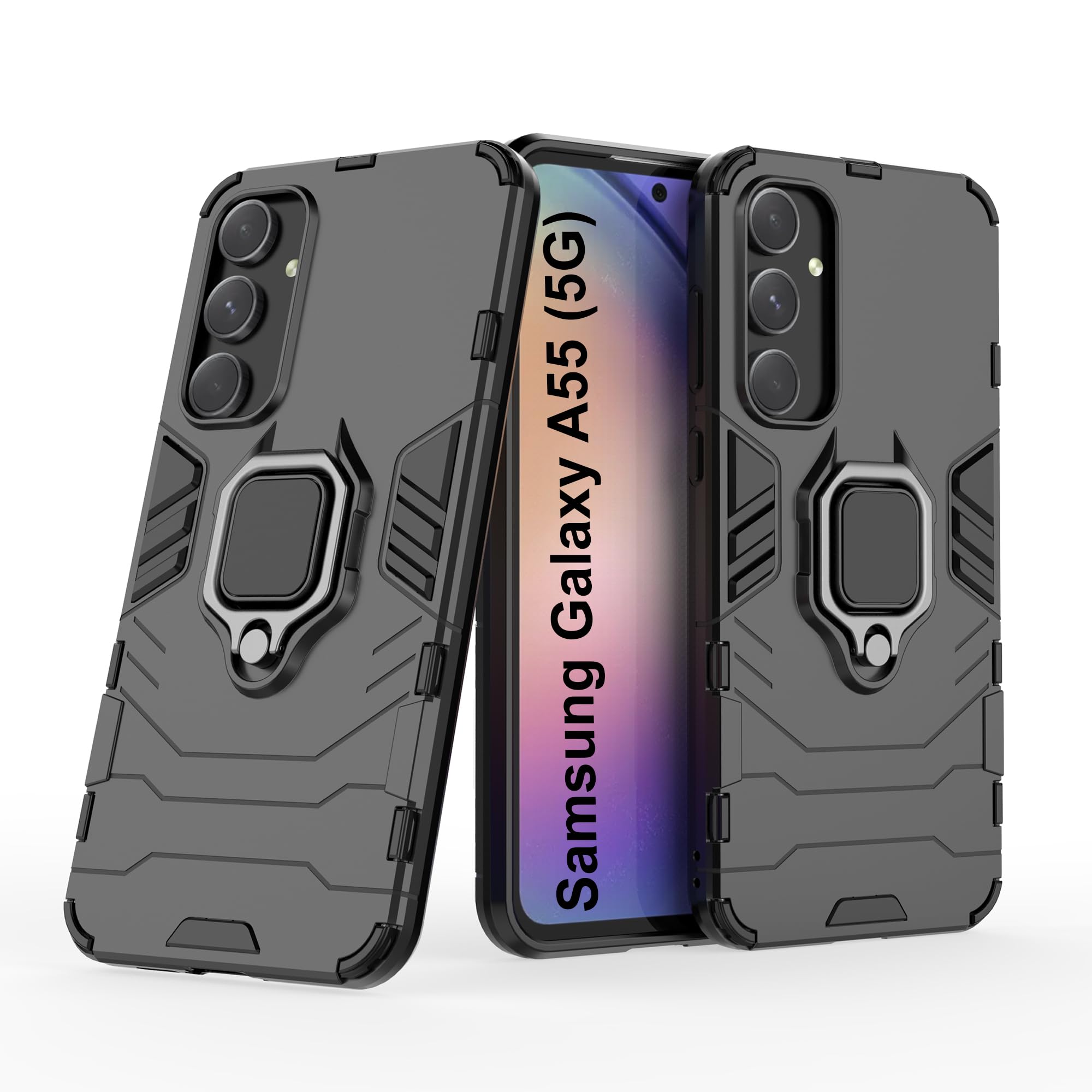 CEDO Rugged Samsung Galaxy A55 (5G) Defender Case | Rotating Ring Holder & Kickstand in-Built | Military Grade Armor | Bumper Back Cover (Black) (B0D111GWQY) Amazon Price History, Amazon Price Tracker