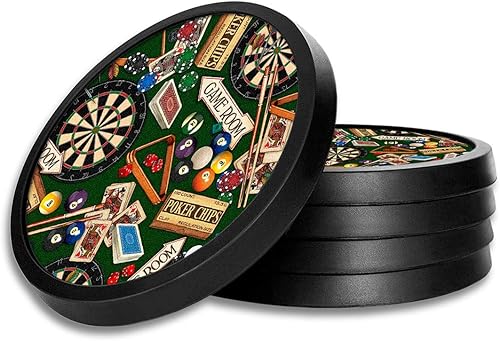 Posavasos de silicona antideslizantes con almohadilla de fieltro absorbente impresa extraíble, juego de 4, lanzamiento de sala de juegos, imagen de