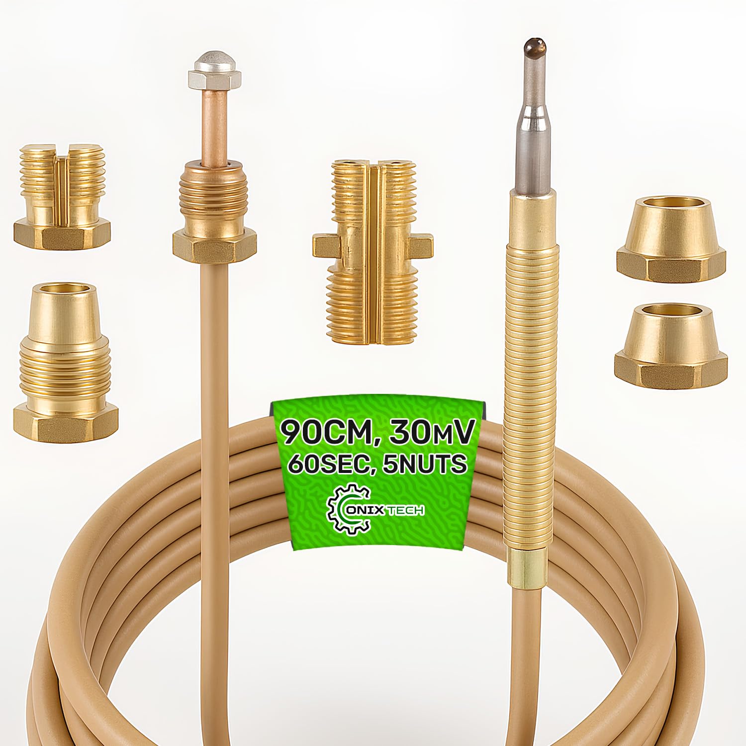 Universel Thermocouple 900 mm avec 5 Écrous pour Gaziniere Gaz - Garantie de 5 Ans - ONIX TECH