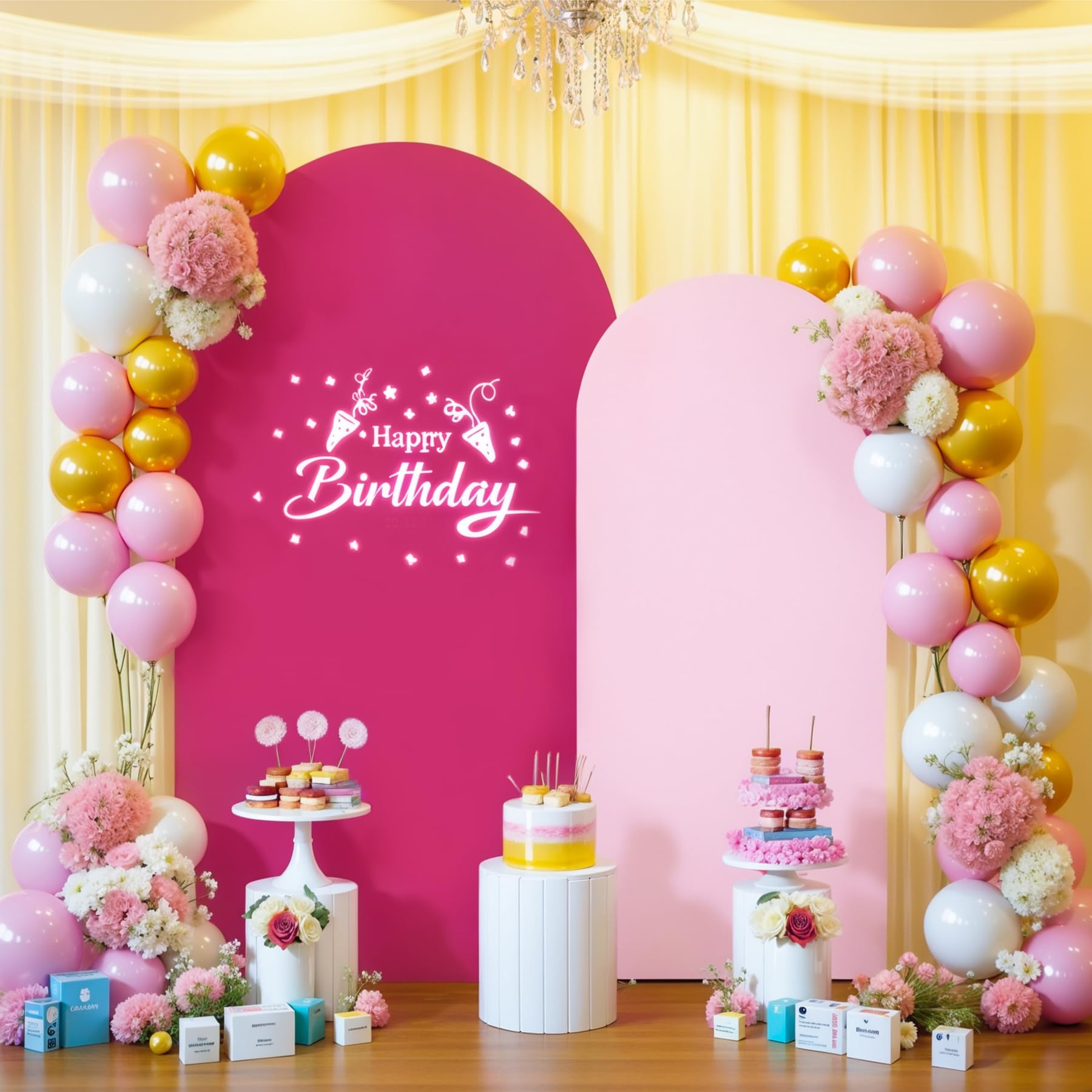 Pink Arch Backdrop Cover Set of 2 Hot Pink Arch Cover 7.2 and 6ft Wedding Arch Cover Stretchy Backdrop Bridal Baby Shower Birthday Party Arches Stand